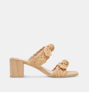 The Woven Raffia Dual Bow Sandal in Natural