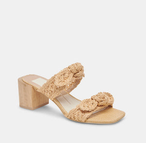 The Woven Raffia Dual Bow Sandal in Natural