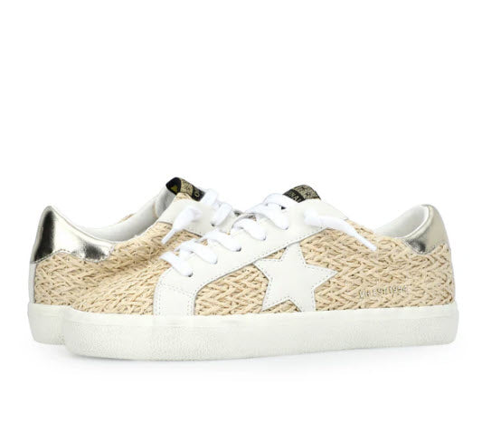 The Raffia Crochet Star Lace Sneaker in Dark Natural