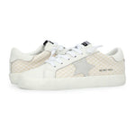 Load image into Gallery viewer, The Raffia Checkered Star Lace Sneaker in Natural
