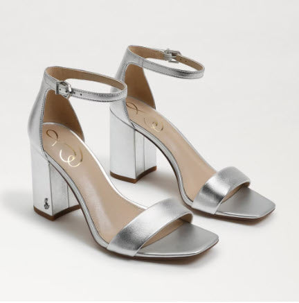 The Block Heel Dress Sandal in Silver