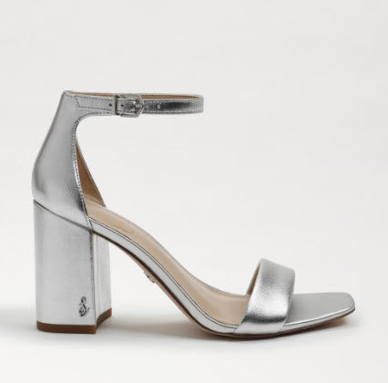 The Block Heel Dress Sandal in Silver