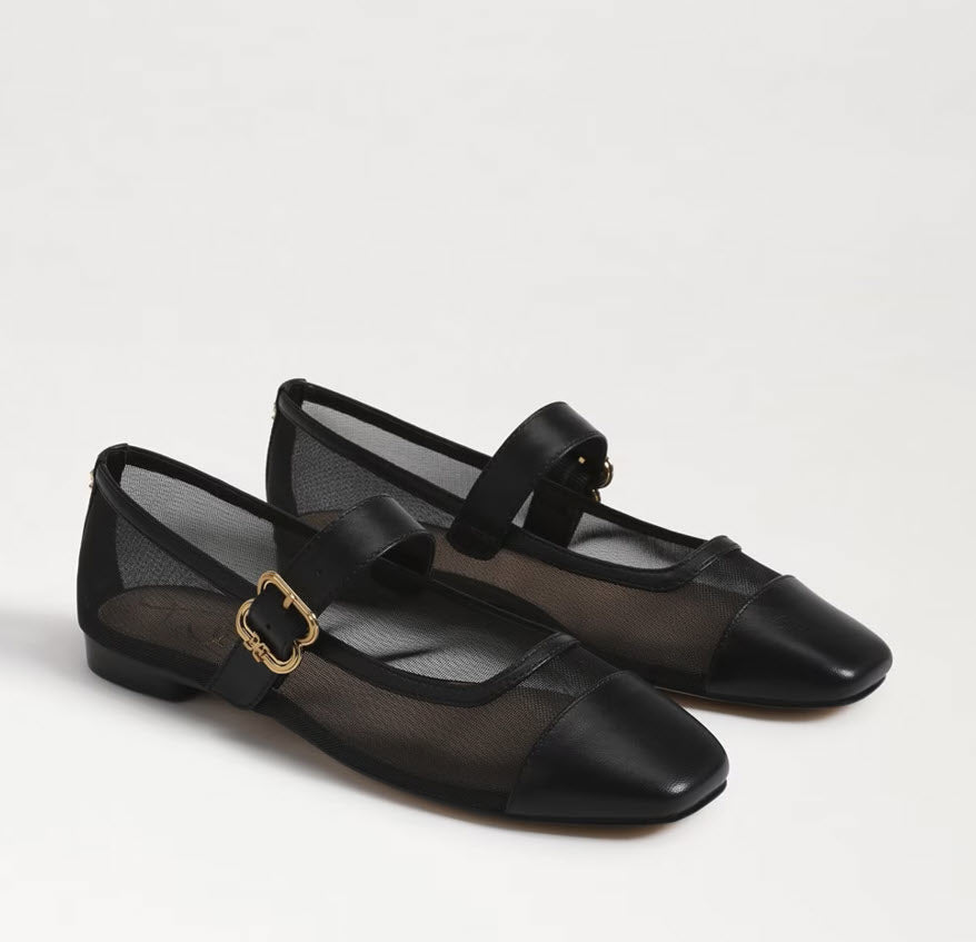 The Cap-Toe Mesh Maryjane Ballet in Black