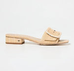 Load image into Gallery viewer, The Raffia Flat Sandal with Beaded Buckle in Bleachwood
