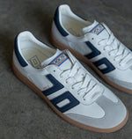 Load image into Gallery viewer, The Retro Soccer Lace Sneaker in White Navy
