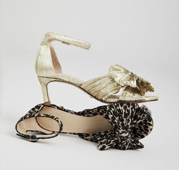 The Pleated Bow Sandal in Gold