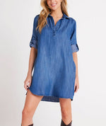 Load image into Gallery viewer, The A-Line Shirt Dress in Denim
