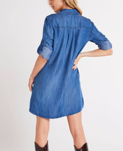 The A-Line Shirt Dress in Denim