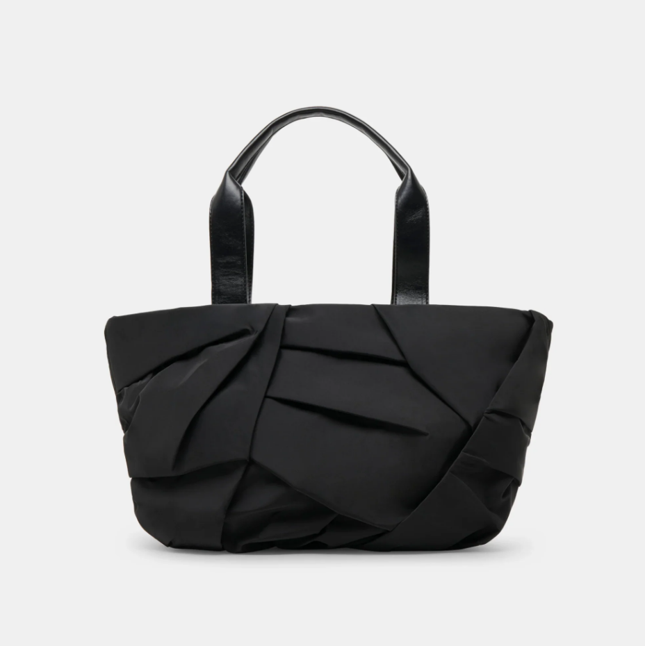 The Pleated Nylon Tote in Black