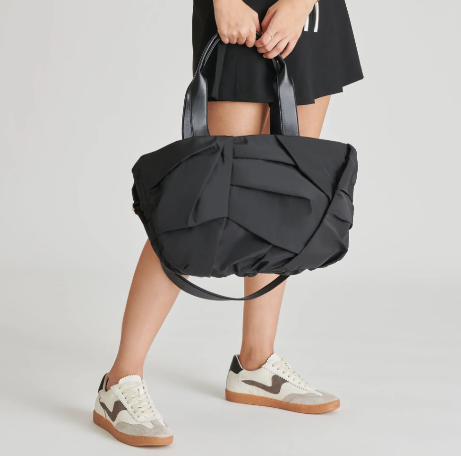 The Pleated Nylon Tote in Black