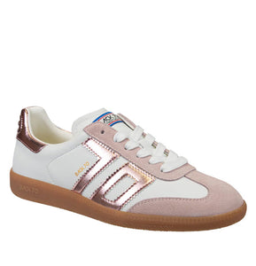 The Retro Soccer Lace Sneaker in White Pink