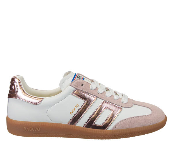 The Retro Soccer Lace Sneaker in White Pink