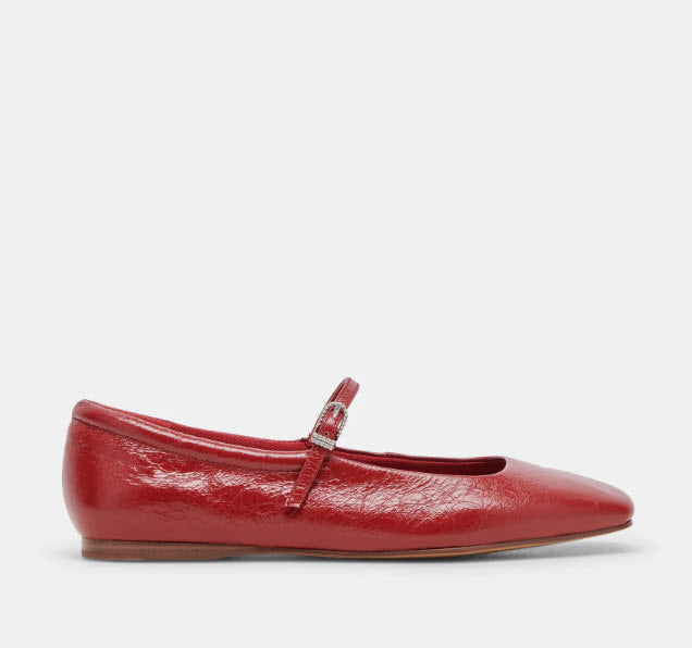 The Crinkle Leather Maryjane in Red