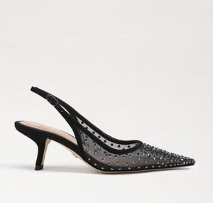 The Mesh Sling Back Pointed Pump in Black