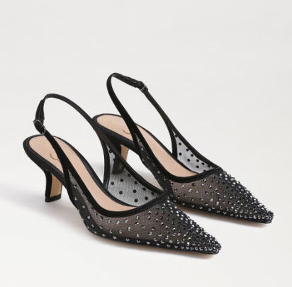 The Mesh Sling Back Pointed Pump in Black