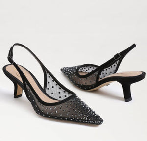 The Mesh Sling Back Pointed Pump in Black