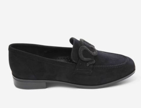 The Loafer with Pave Snake Ornament in Black