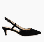 Load image into Gallery viewer, The Posted Sling Almond Toe Pump in Black
