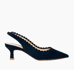 Load image into Gallery viewer, The Scallop Edge Sling Pump in Midnight
