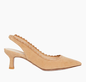 The Scallop Edge Sling Pump in Latte