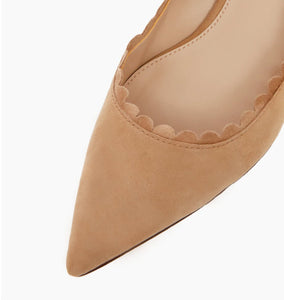 The Scallop Edge Sling Pump in Latte