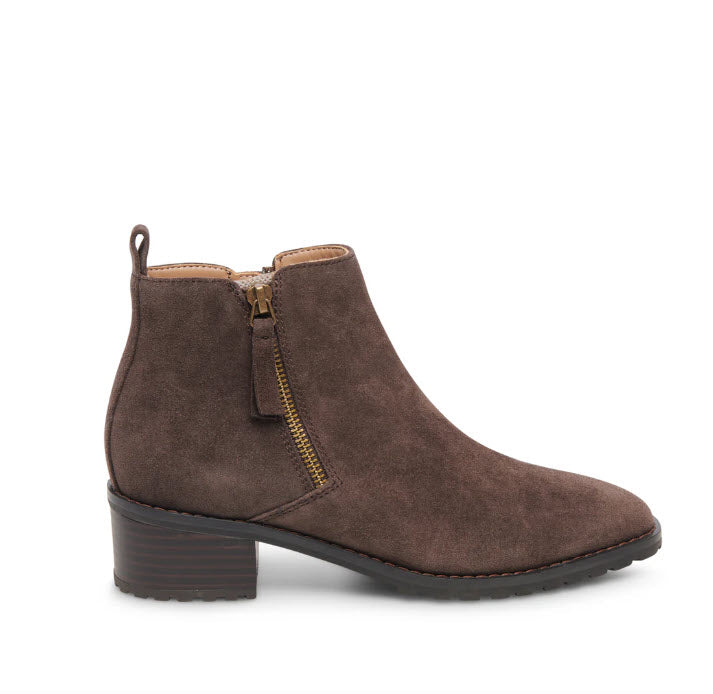 The Waterproof Side Zip Ankle Bootie in Brown