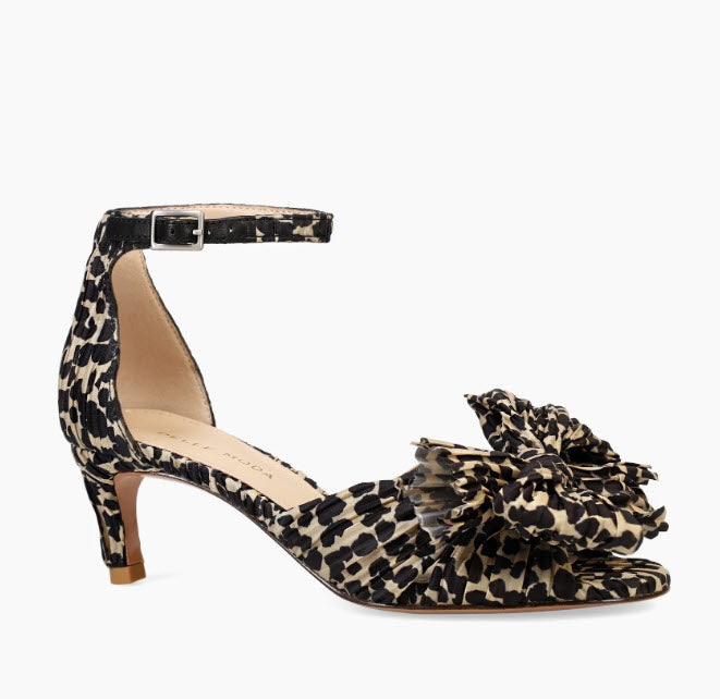 The Pleated Bow Sandal in Leopard