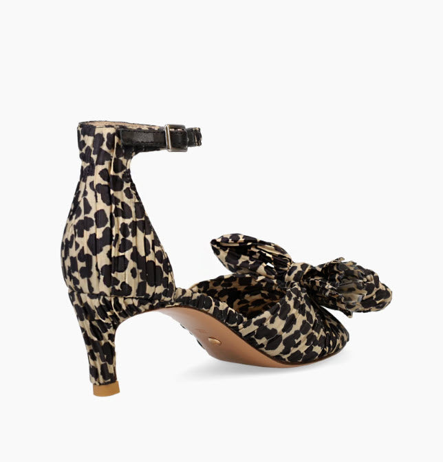 The Pleated Bow Sandal in Leopard