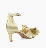 Load image into Gallery viewer, The Pleated Bow Sandal in Gold
