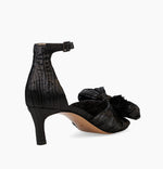 Load image into Gallery viewer, The Pleated Bow Sandal in Black
