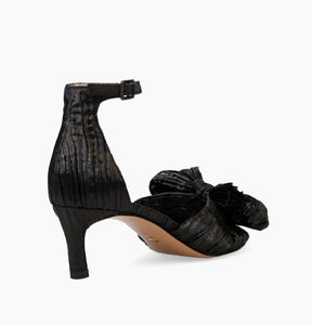 The Pleated Bow Sandal in Black