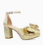 Load image into Gallery viewer, The Platform Bow Sandal in Gold
