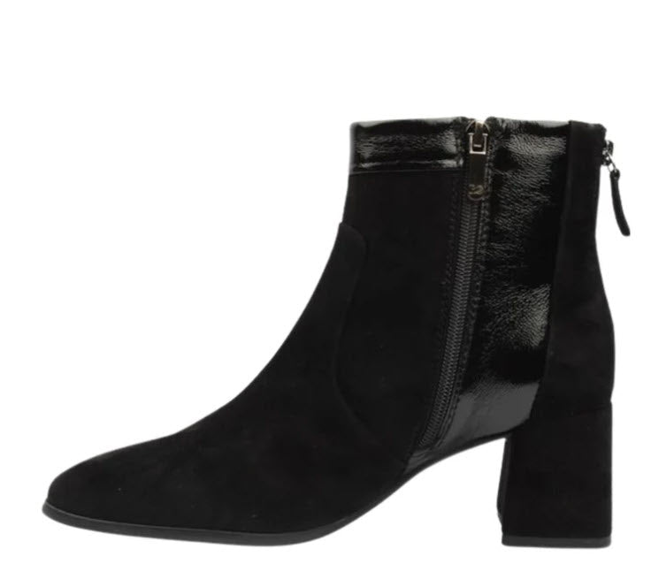 The Suede & Leather Back Zip Bootie in Black