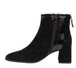 Load image into Gallery viewer, The Suede &amp; Leather Back Zip Bootie in Black
