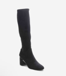 The Stretch Suede Tall Boot With Inside Zip in Black