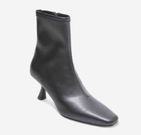 The Stretch Leather Ankle Bootie in Black