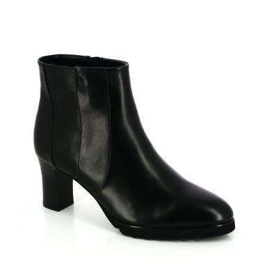 The Leather Ankle Bootie with Lug Sole in Black