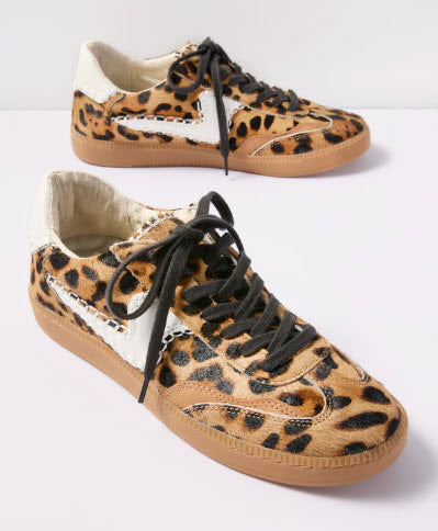 The Gum Sole Haircalf Court Sneaker in Leopard