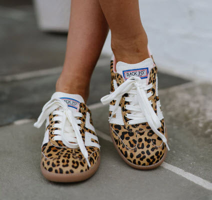 The Retro Soccer Lace Sneaker in Leopard