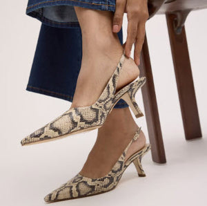 The Sling Back Pointed Pump in Snake