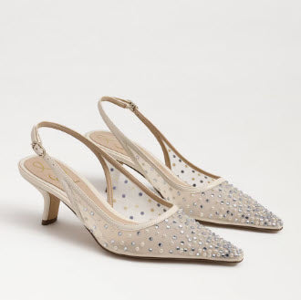 The Mesh Sling Back Pointed Pump in Ivory