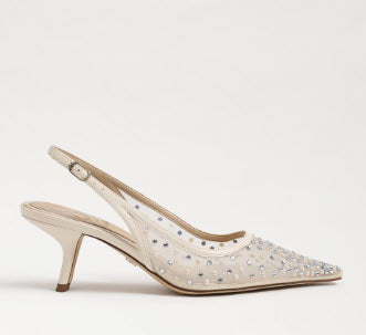 The Mesh Sling Back Pointed Pump in Ivory