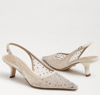 The Mesh Sling Back Pointed Pump in Ivory