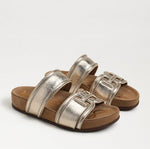 Load image into Gallery viewer, The Dual Band Footbed Sandal in Gold
