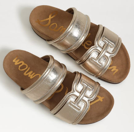 The Dual Band Footbed Sandal in Gold