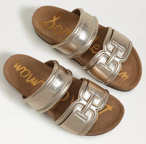 The Dual Band Footbed Sandal in Gold