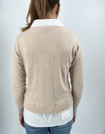 Load image into Gallery viewer, The Collared Layered V-Neck Sweater in Wicker
