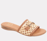 Load image into Gallery viewer, The Raffia Open Weave Slide with Crystal Bit in Natural
