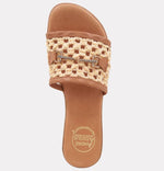 Load image into Gallery viewer, The Raffia Open Weave Slide with Crystal Bit in Natural
