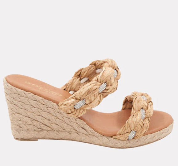 The Raffia With Crystal Braided Band Espadrille in Natural